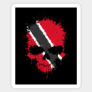 Chaotic Trinidadian Flag Splatter Skull Sticker